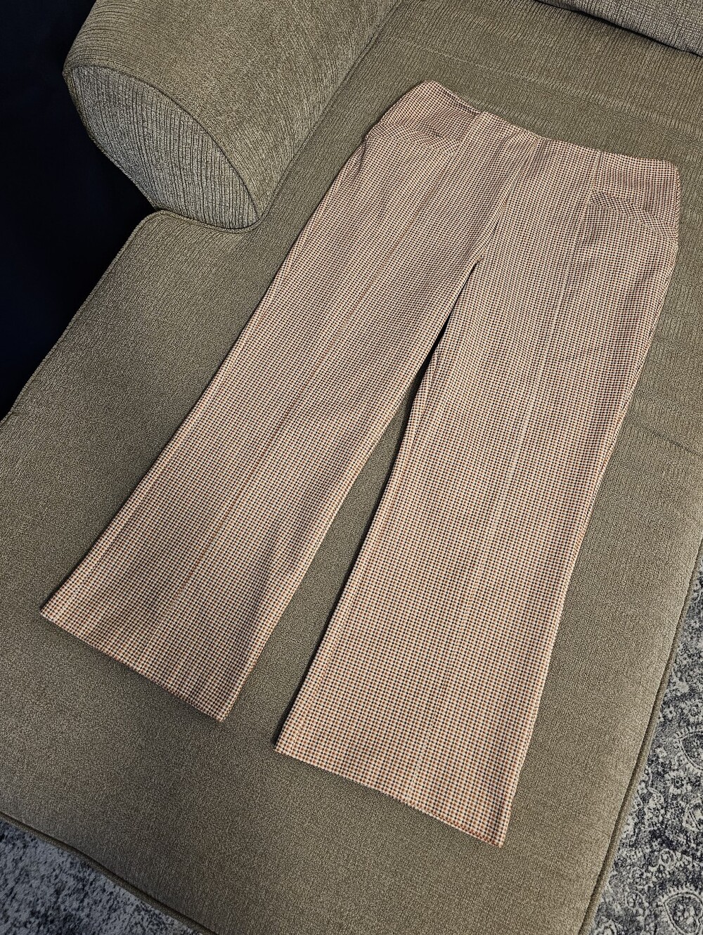 Liverpool Stella Kick Flare Lava Flow Check Casual Tan Gray Pants Size 10/30 - Picture 2 of 8